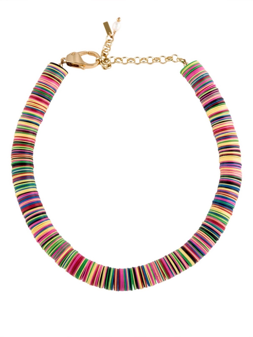 NEW ÉLIOU Women's Poma Necklace 14K Gold Plated Multicolor Discs